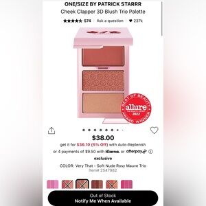 One/Size by Patrick Starr Cheek Clapper 3D Blush trio Palette